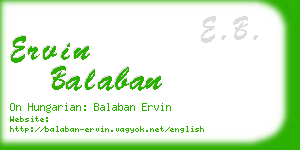 ervin balaban business card